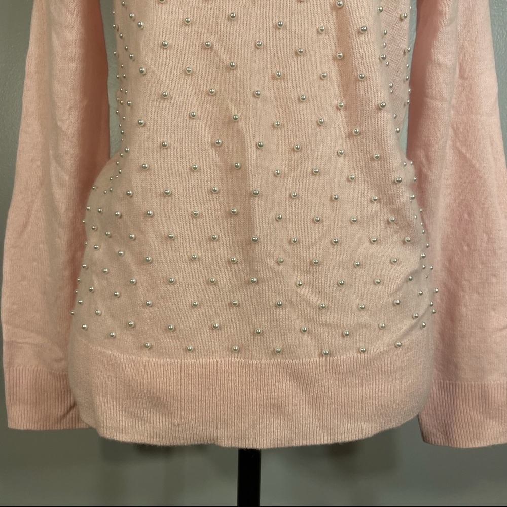 Saks Fifth Avenue 100% Cashmere Pearl Baby Pink Lightweight Sweater Size S - Picture 3 of 14